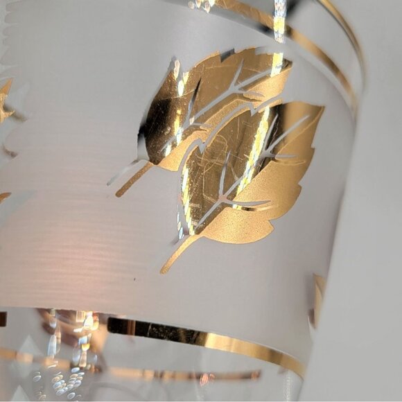 Vintage Libbey Golden Foliage Water Goblets Clear Pedestal Base Set of 3 - Picture 6 of 7